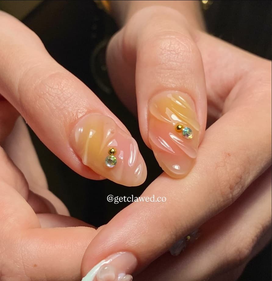 Manicure in progress